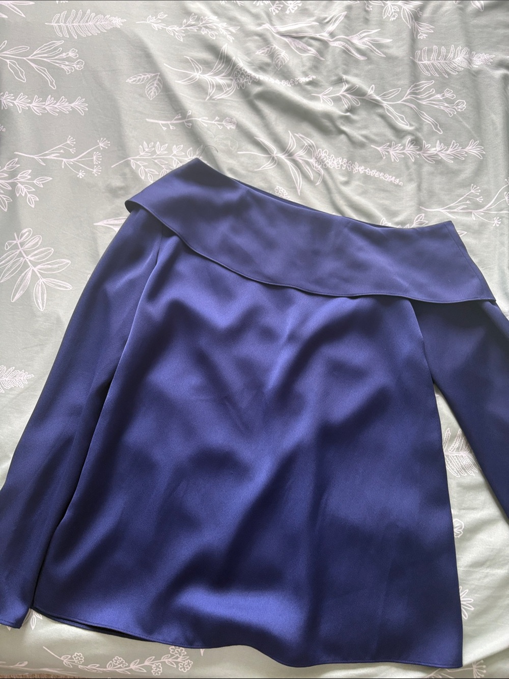Club Monaco Off-Shoulder Blouse in Deep Blue